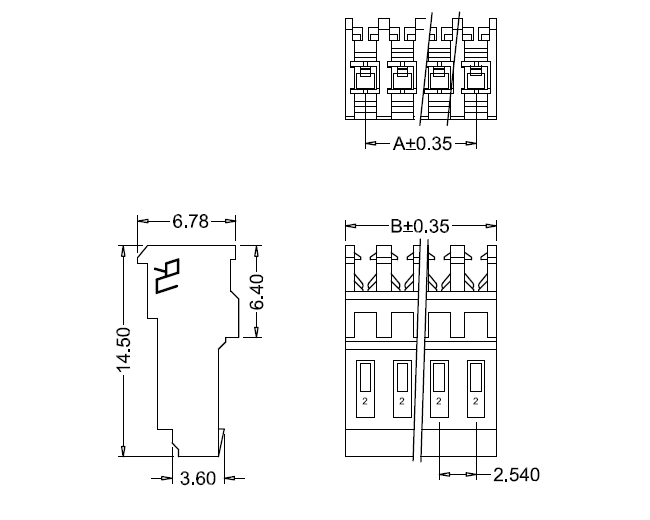 M2051R-N IDC dimensions M2051R-N IDC-afmetingen