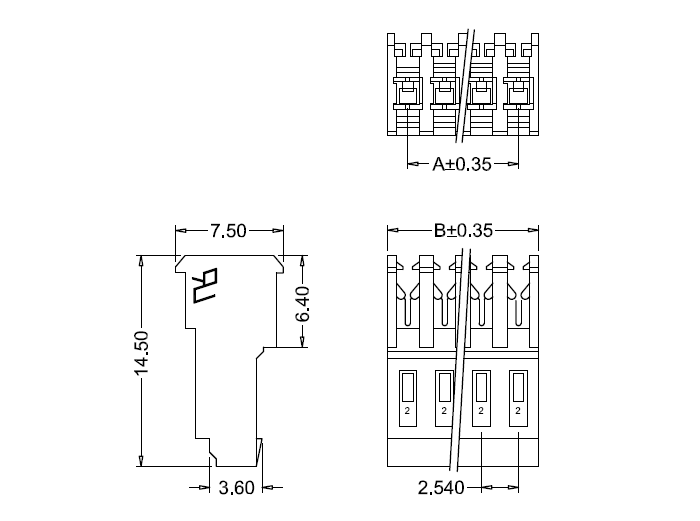 M2051-N IDC dimension M2051-N IDC-afmeting