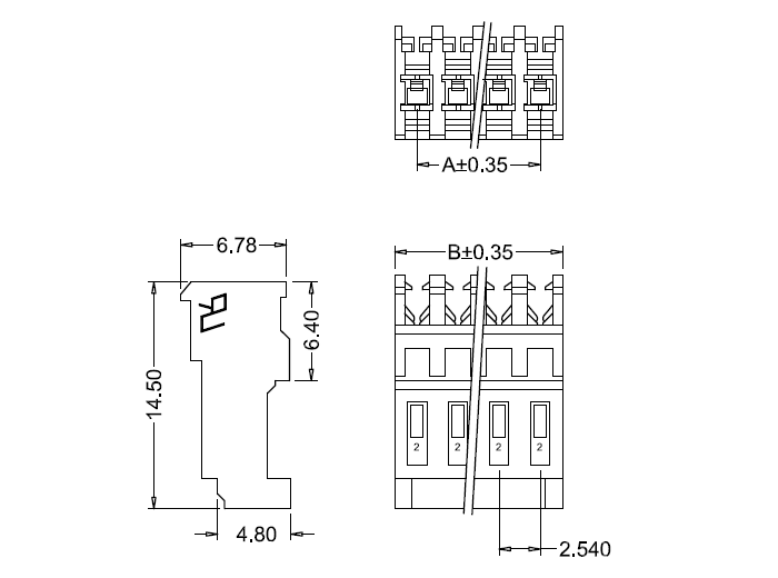 M2051R-N-R IDC dimension M2051R-NR IDC-afmeting
