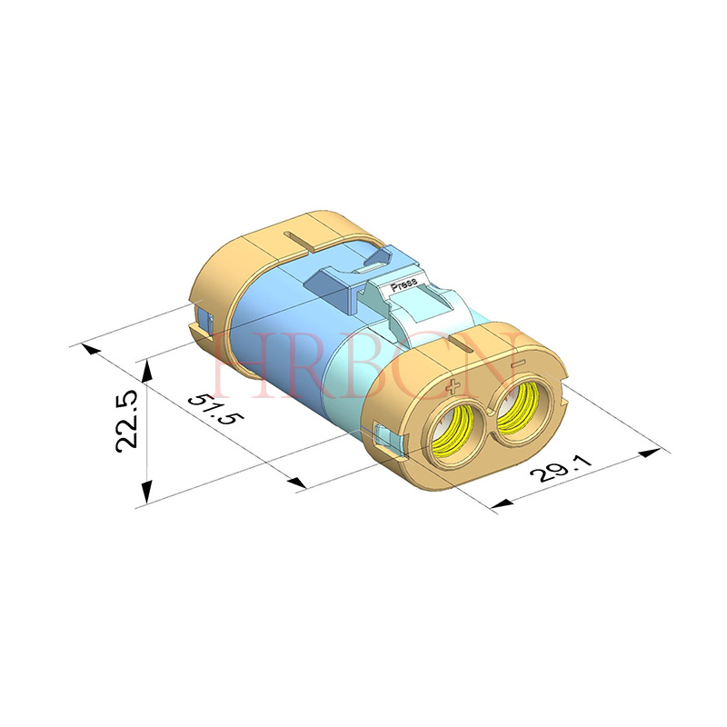 11,0 mm pitch waterdichte draad om vrouwelijke connector 2-pins te bedraden