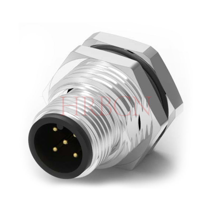 M12 B-codering Paneel Voormontage Mannelijke Ronde Connector 3-5 Polen