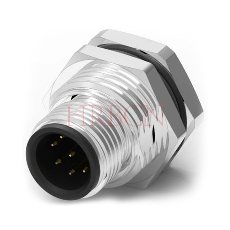 M12 B-codering Paneel Voormontage Mannelijke Ronde Connector 3-5 Polen