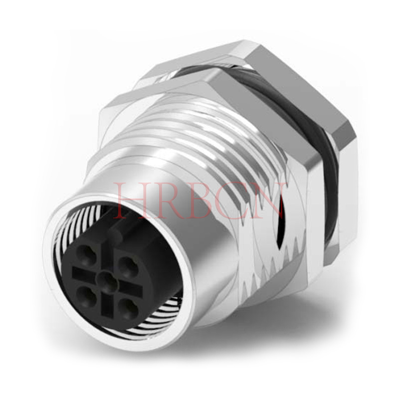 M12 A-codering Paneel Voormontage Vrouwelijke ronde connector 9-12 polen