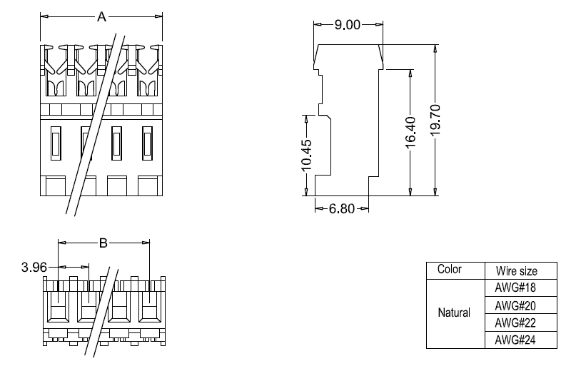 M7060(I)-NR IDC-afmetingen
