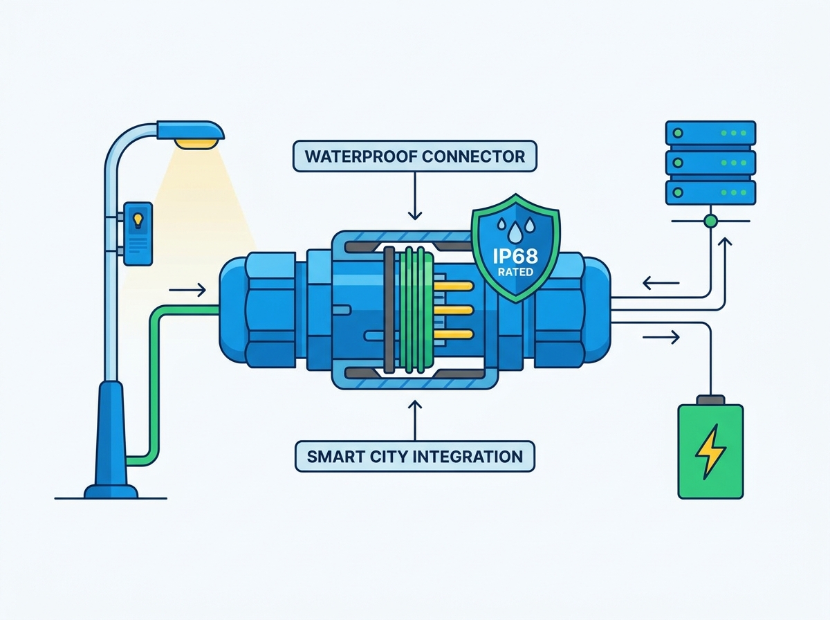 Waterdichte connector voor buitenverlichting en smart city-apparatuur