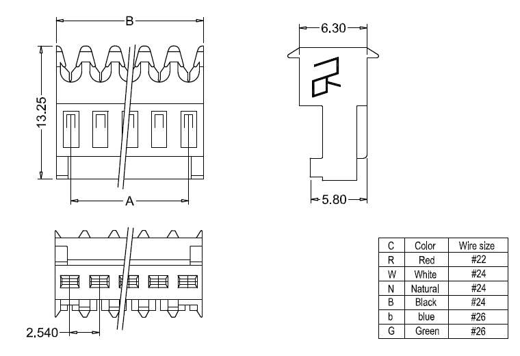 IDC M2050-NCR (180&deg;) afmetingen